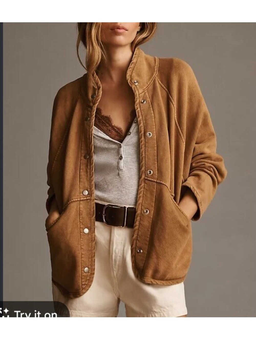 Sundry Anthropologie Copper Brown Mock Neck Sweatshirt Jacket Size 0 (XS) $128